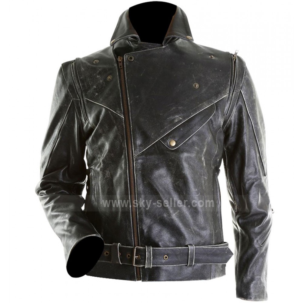 Distressed Leather Jacket For Men - Jacket