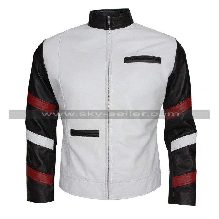 Vintage White Leather Jacket 48