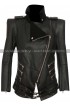 Beyonce Balmain Asymmetrical Zipper Shearling Leather Jacket