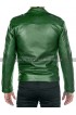 Mens Cafe Racer Brando Biker Green Motorcycle Leather Jacket