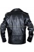 Men's Classic Brando Police Biker Style Black Leather Jacket
