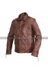 Men's Vintage Biker Shirt Collar Brown Leather jacket