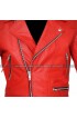 Brando Classic Red / Black Biker Diamond Quilted Shoulders Motorcycle Leather Jacket