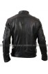 Mens Cafe Racer Slim Fit Biker Quilted Shoulders Vintage Leather Jacket