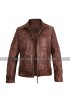 Men's Vintage Biker Shirt Collar Brown Leather jacket