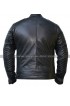 Mens Cafe Racer Checkerboard Style Black Biker Leather Jacket