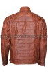 Cafe Racer Men's Vintage Distressed Brown Quilted Biker Jacket