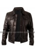 Mens Vintage Cafe Racer Biker Casual Fit Brown Motorbike Leather Jacket