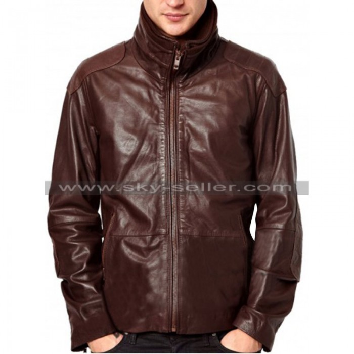 Funnel Neck Double Layered Slim Fit Motorcycle Jacket