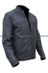 Men's Grey Leather Bomber Moto Jacket