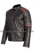 Cafe Racer Quilted Biker Powerhorse Retro Black Motorcycle Leather Jacket