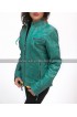Womens Cafe Racer Sea Green Biker Turquoise Distressed Motorcycle Leather Jacket
