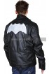 Batman Logo Quilted Shoulders Biker Black Leather Hooded Jacket