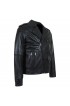 Cafe Racer Belted Biker Zipper Black Motorcycle Leather Jacket