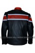 Red and White Striped Motorcycle Real Leather Jacket