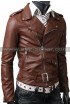 Belted Rider Brown Slimfit Motorcycle Leather Jacket