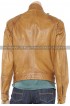 Belted Slim Fit Strap Neck Camel Biker Leather Jacket