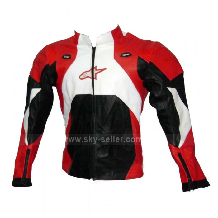 Red And Black Unisex Leather Motorcycle Jacket