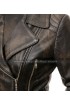 Womens Slim Fit Biker Vintage Cafe Racer Victoria Distressed Brown Leather Jacket
