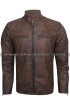 Mens Diamond Distressed Brown Vintage Motorcycle Leather Jacket
