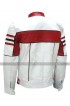 Mens White and Red Biker Leather Jacket