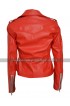 Charlotte Mckinney Brando Slim Fit Red Biker Leather Jacket