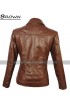 Womens Vintage Classic Trucker Peacoat Motorcycle Leather Jacket