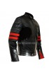 Red Stripes Fight Club Hybrid Mayhem Motorcycle Leather Jacket