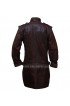 Men's Tall Brown Armor Leather Biker Coat