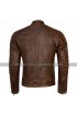 Cafe Racer Retro Biker Multi Pockets Quilted Motorcycle Leather Jacket Black/Brown