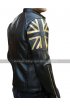 Mens Vintage Union Jack UK Flag Biker Cafe Racer Motorcycle Black Leather Jacket