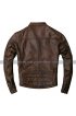 Cafe Racer Quilted Biker Vintage Motorcycle Distressed Brown Leather Jacket