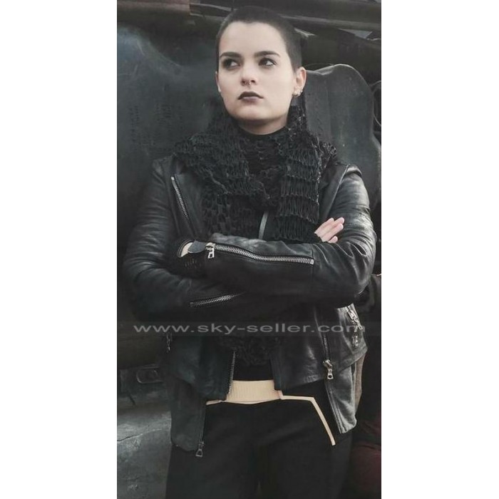 Brianna Hildebrand Deadpool Ellie Phimister Black Leather Jacket