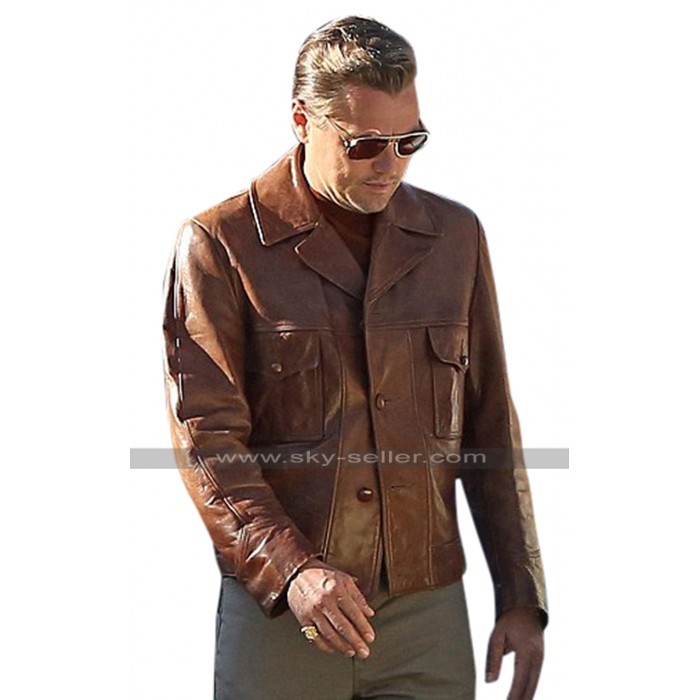 Leonardo DiCaprio Once Upon a Time in Hollywood Rick Dalton Brown Leather Jacket