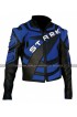 Tony Stark Iron Man 2 Robert Downey Biker Blue Motorcycle Leather Jacket
