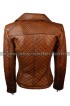 Quilted Women's Slimfit Brown Biker Leather Jacket
