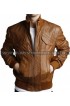 Men's 4 Pockets Slimfit Bomber Leather Jacket