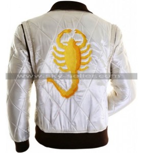 Ryan Gosling Drive Scorpion White Satin Jacket