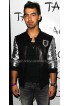 Mens Silver Sleeve Teddy Bomber Leather Jacket