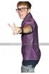 Justin Bieber Music Event Purple Bomber Leather Jacket
