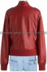 Waist Pockets Bomber Red Slimfit Leather Jacket
