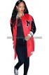 Rihanna 1 OAK Club Los Angeles Bomber Red Varsity Coat Letterman Jacket