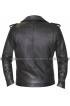Belted Rider Biker Black Leather Jacket 