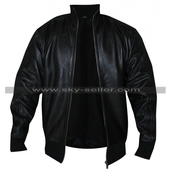 David Beckham Black Bomber Leather Jacket