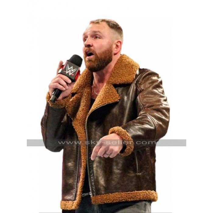 WWE Raw Dean Ambrose B3 Aviator Fur Shearling Bomber Brown Leather Jacket