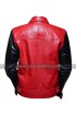 Justin Bieber Wetten Dass? Snazzy Show Red and Black Motorcycle Leather Jacket