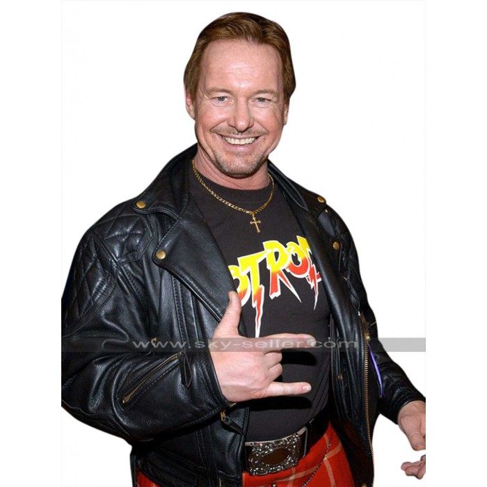 WWE Wrestler Roddy Piper (Rowdy) Quilted Shoulders Black Leather Jacket
