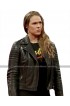 Ronda Rousey WWE Black Quilted Shoulders Biker Leather Jacket