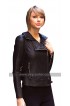 Womens New York Taylor Swift Black Biker Leather Jacket