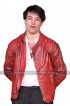 Ezra Miller Red Slimfit Quilted Biker Leather Jacket